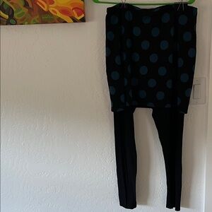 Black and Blue Polka Dot Top Leggings Skirt